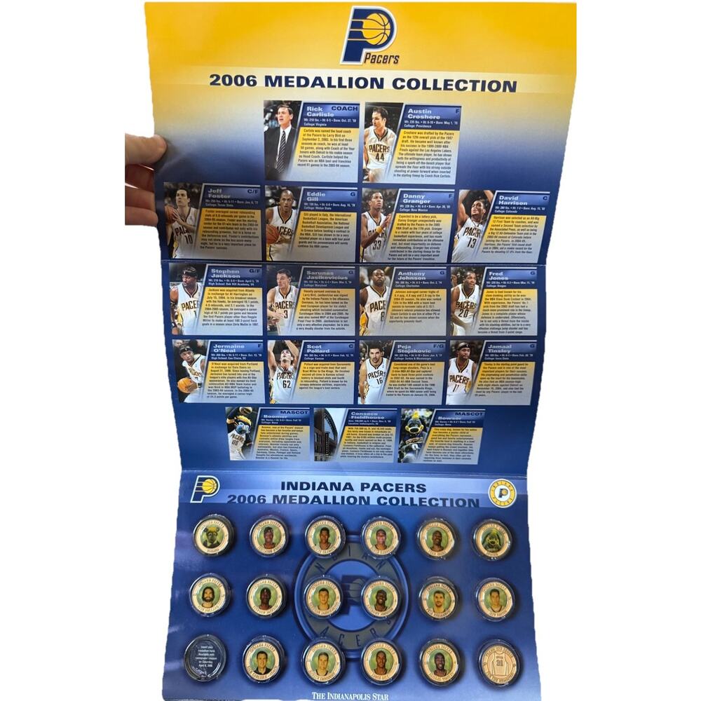 INDIANA PACERS 2006 MEDALLION COLLECTION SET O'NEAL, JACKSON, GRANGER, TINSLEY